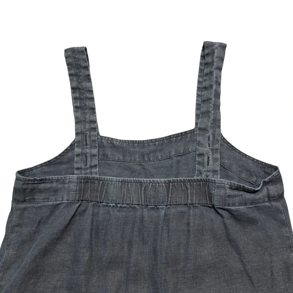 Everlane Linen Jumpsuit Womens 0P Black Excellent Wide Leg Sleeveless Cropped